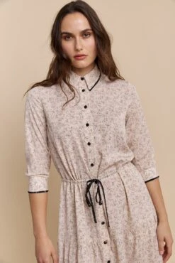 Floral Printed Fluid Shirt Dress