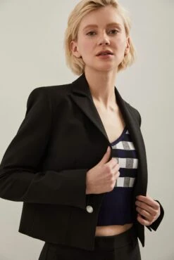 Cropped Blazer With Tab