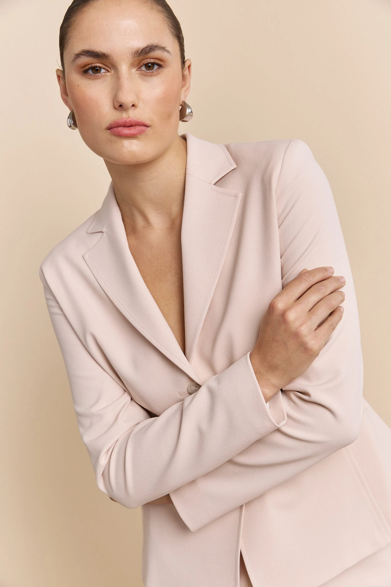 Semi-fitted Blazer With Hidden Placket