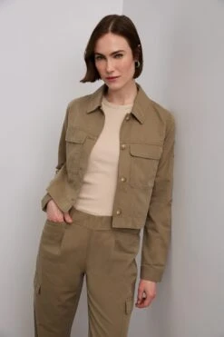 Linen Blend Crop Utility Jacket