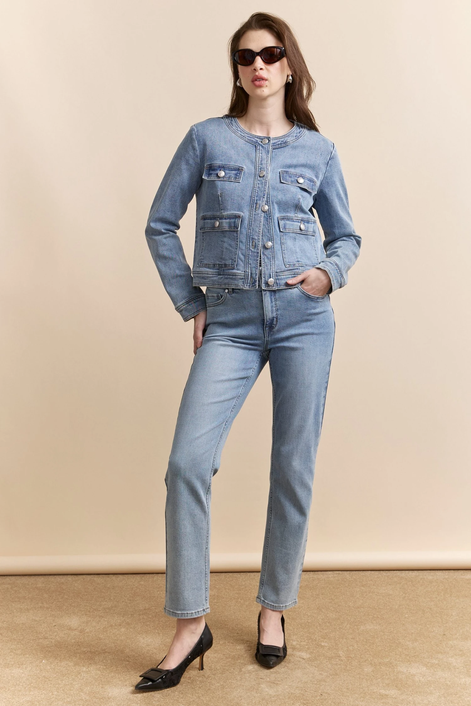 Denim Jacket With Applied Pockets - Image 4