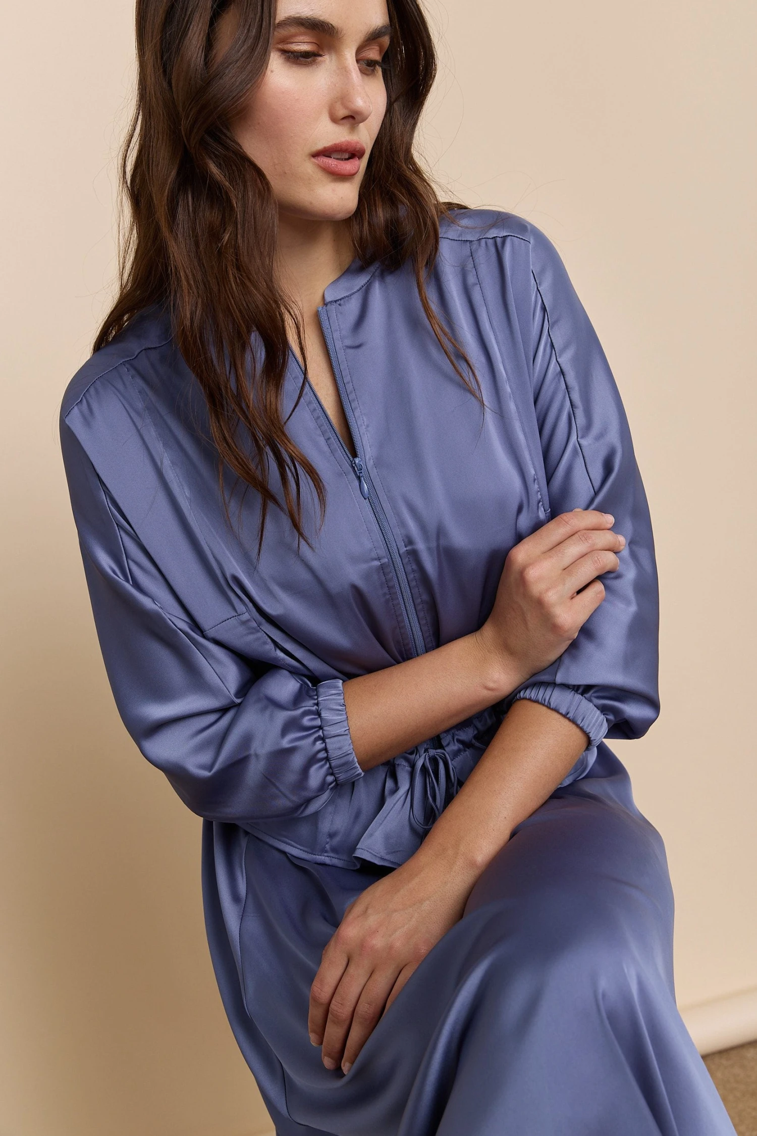 Satin Jacket With Drawstring - Image 7