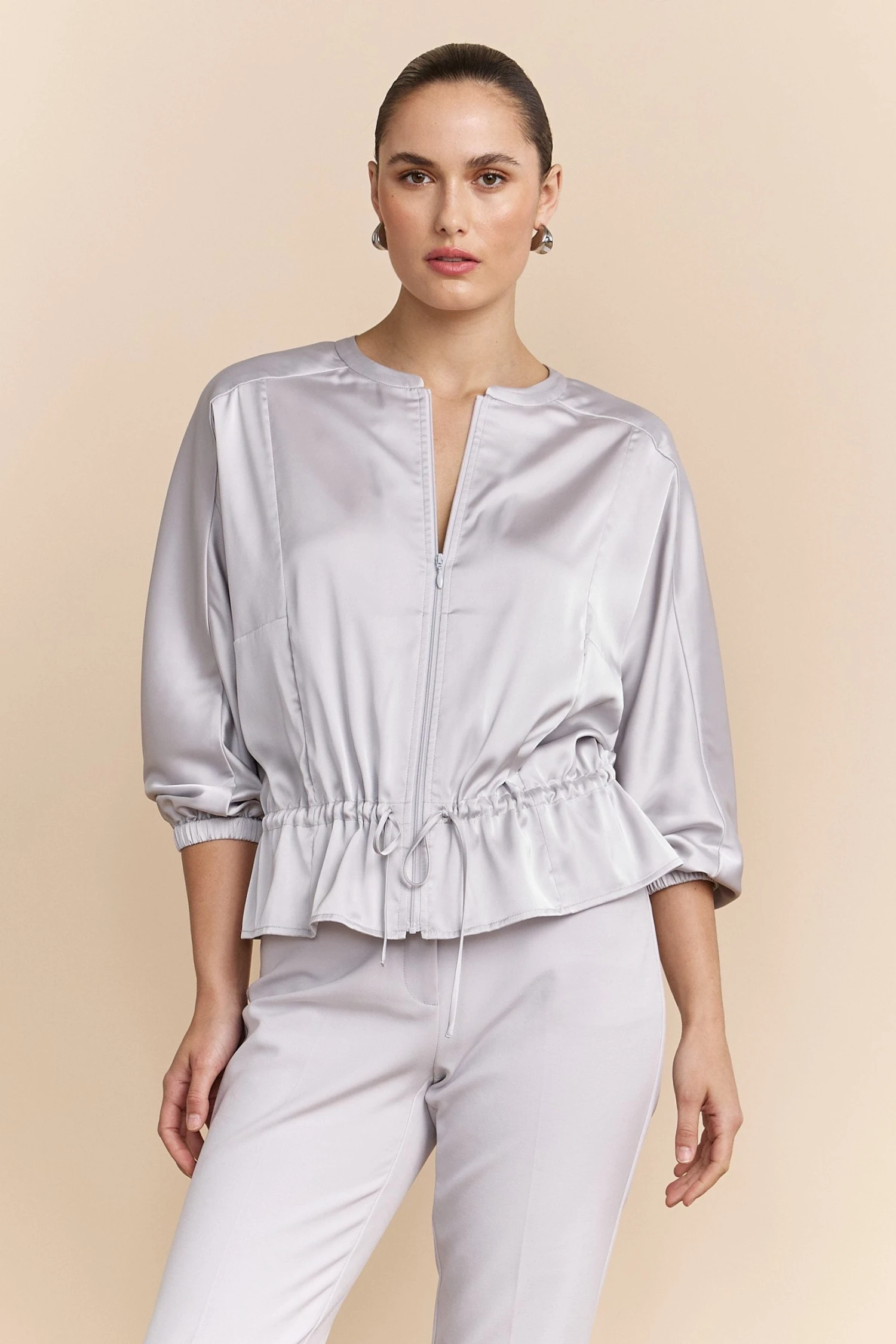 Satin Jacket With Drawstring