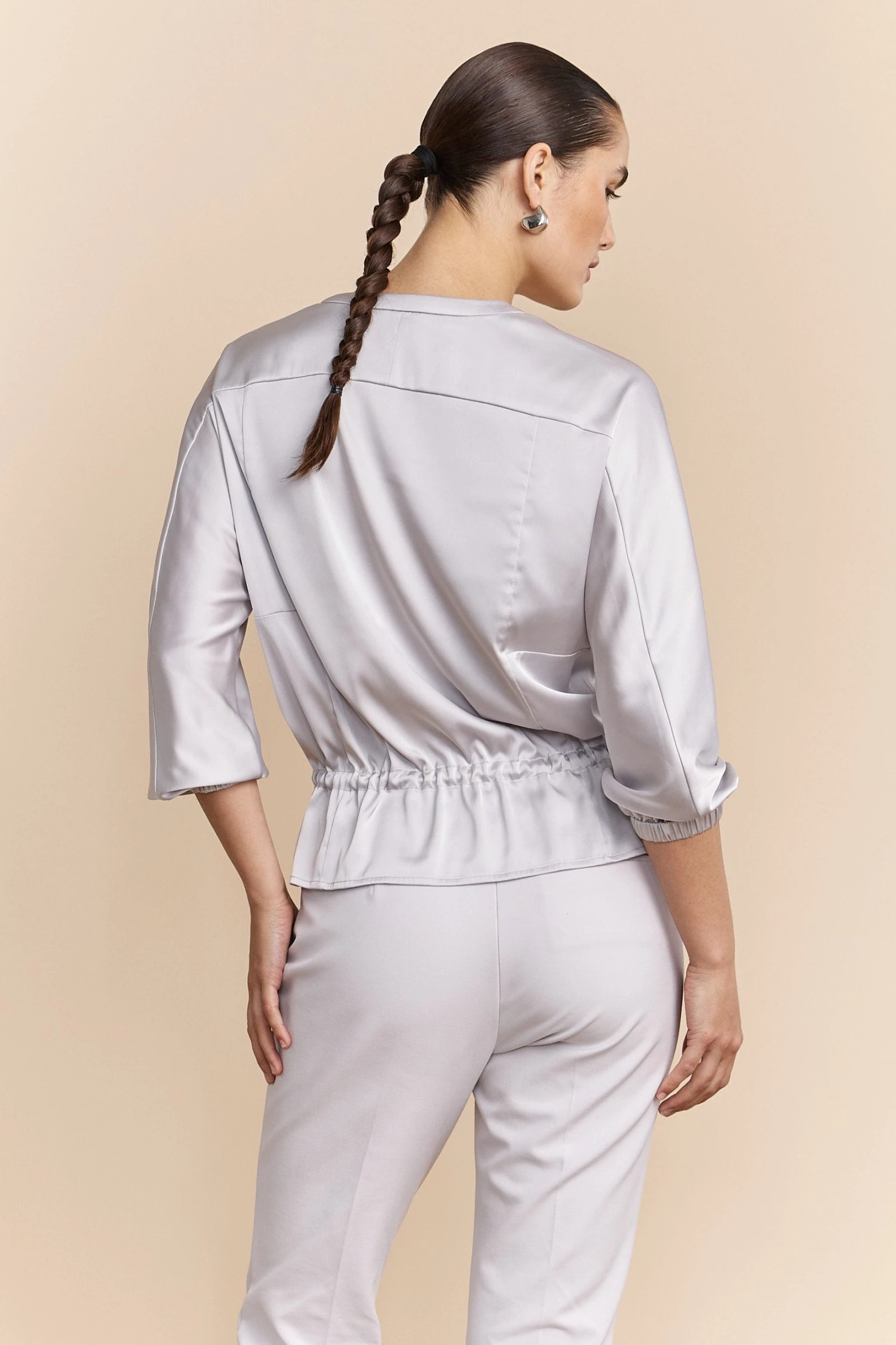 Satin Jacket With Drawstring - Image 3