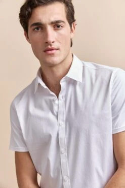 Fitted Shirt With Jersey Back