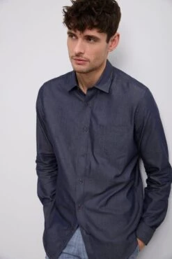 Semi-fitted Denim Effect Shirt