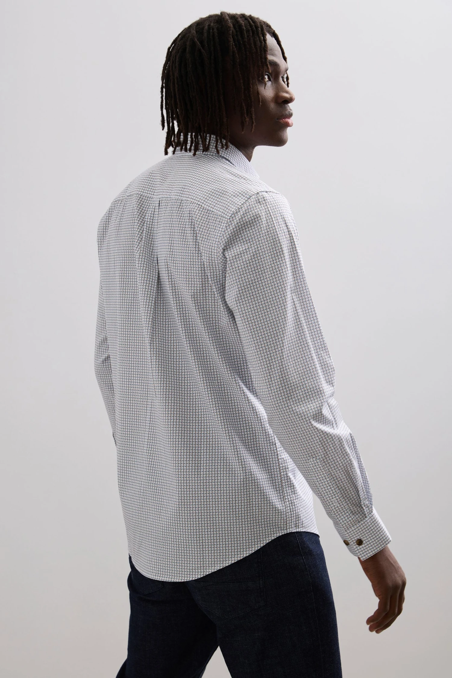 Micro Pattern Print Fitted Shirt - Image 2