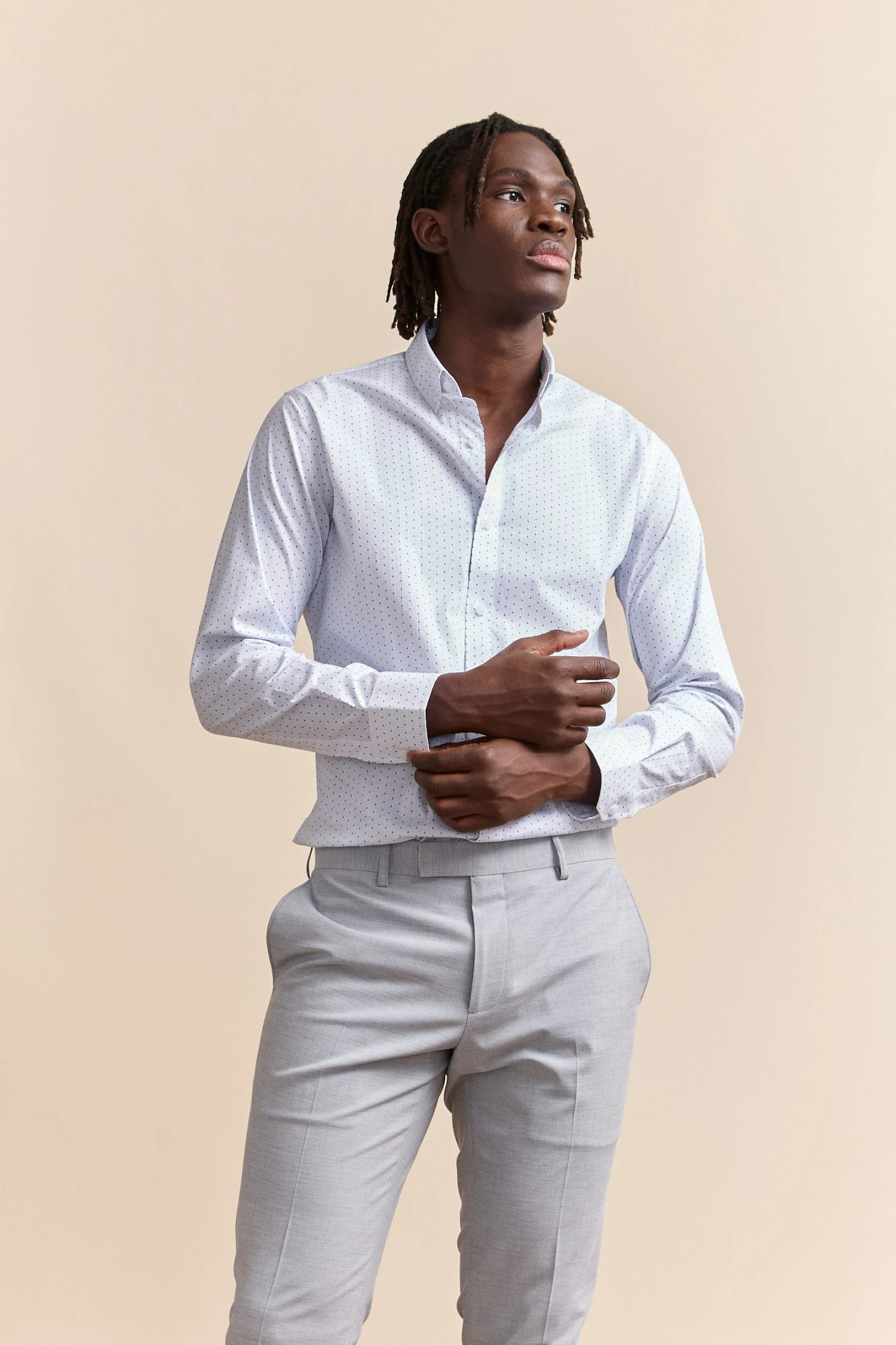 Micro Pattern Stretch Fitted Shirt