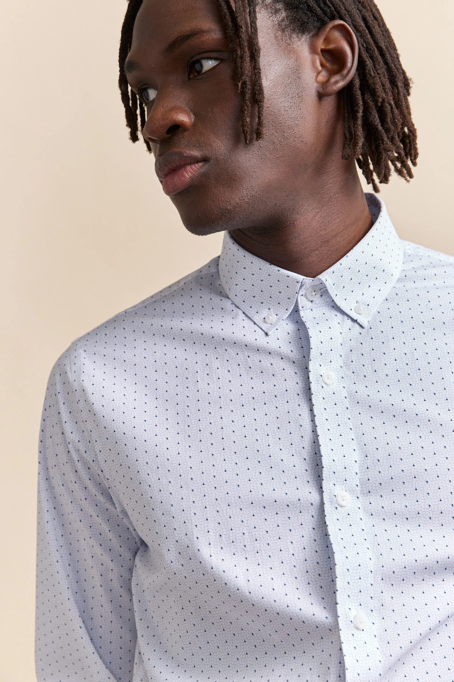 Micro Pattern Stretch Fitted Shirt - Image 3