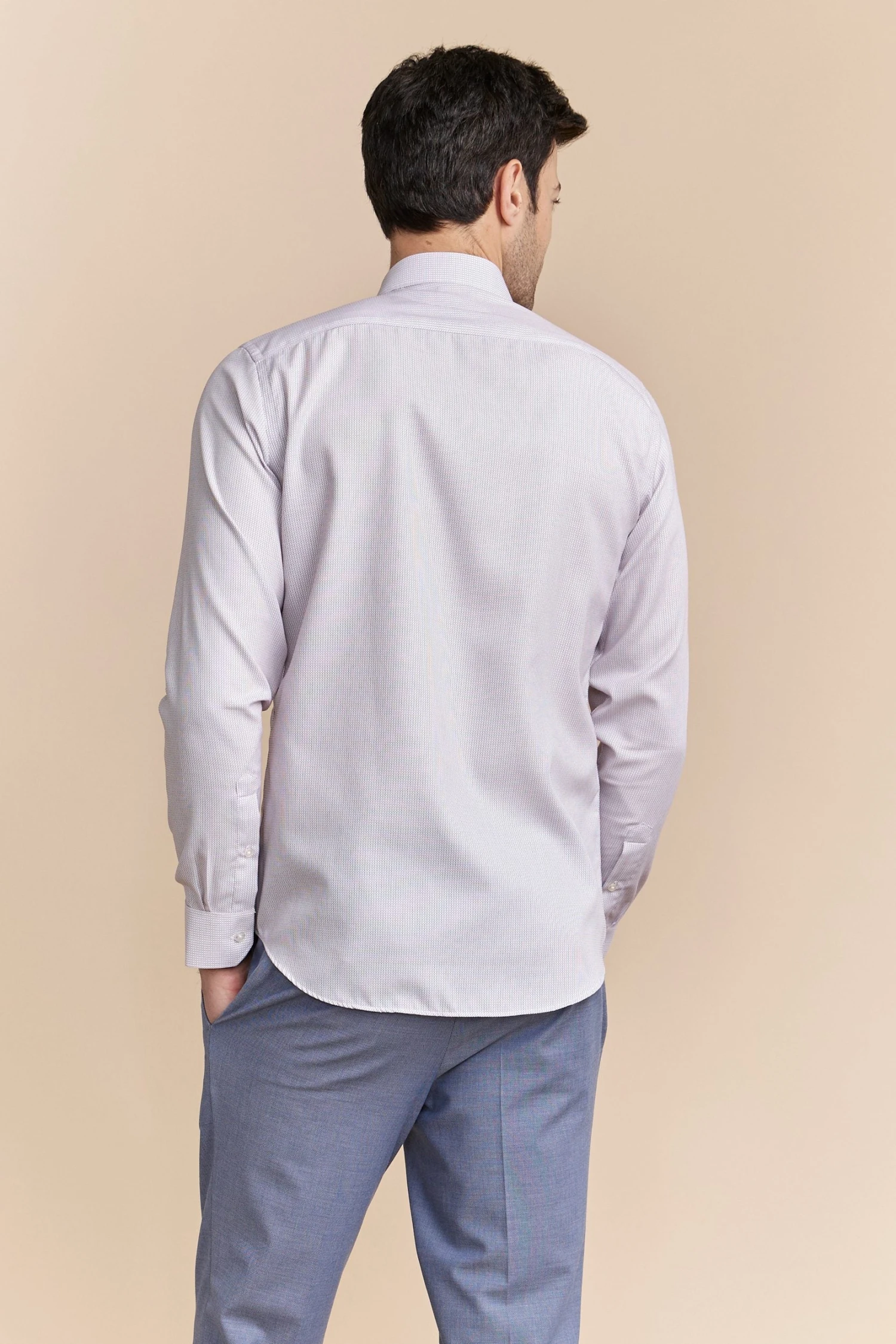Fitted Non-iron Micro Check Shirt - Image 2