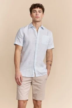 Semi-fitted Short Sleeve Linen Shirt