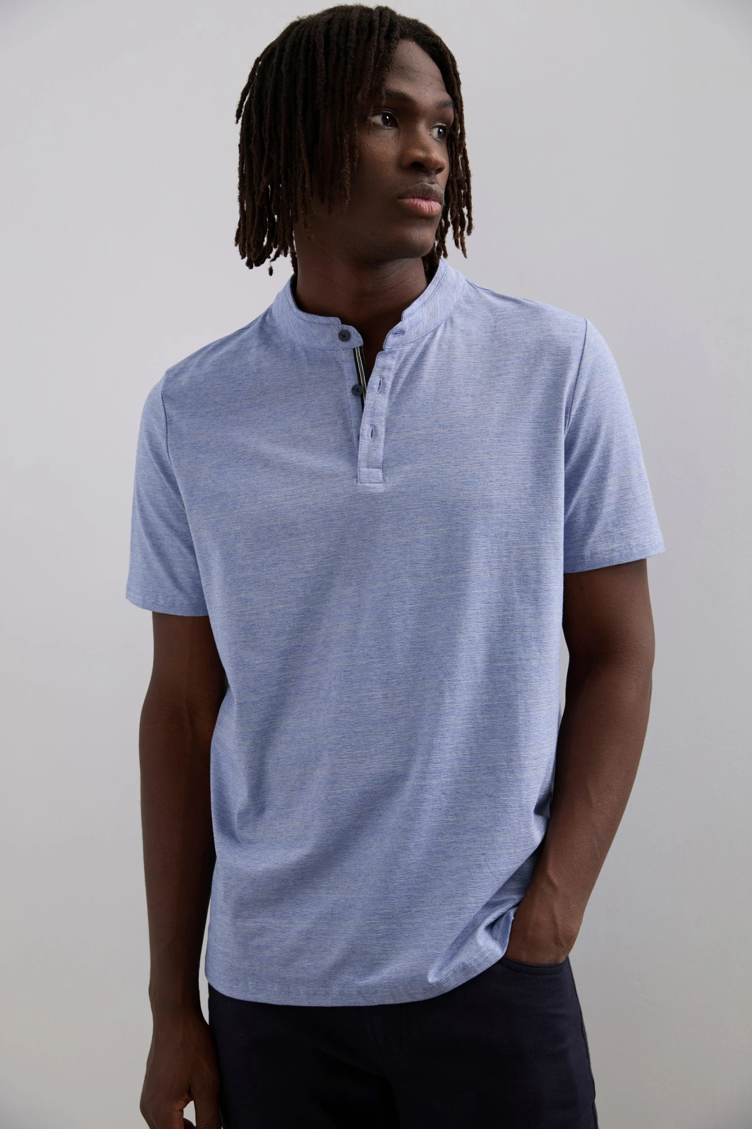 Henley T-Shirt With Neck Detail - Image 2