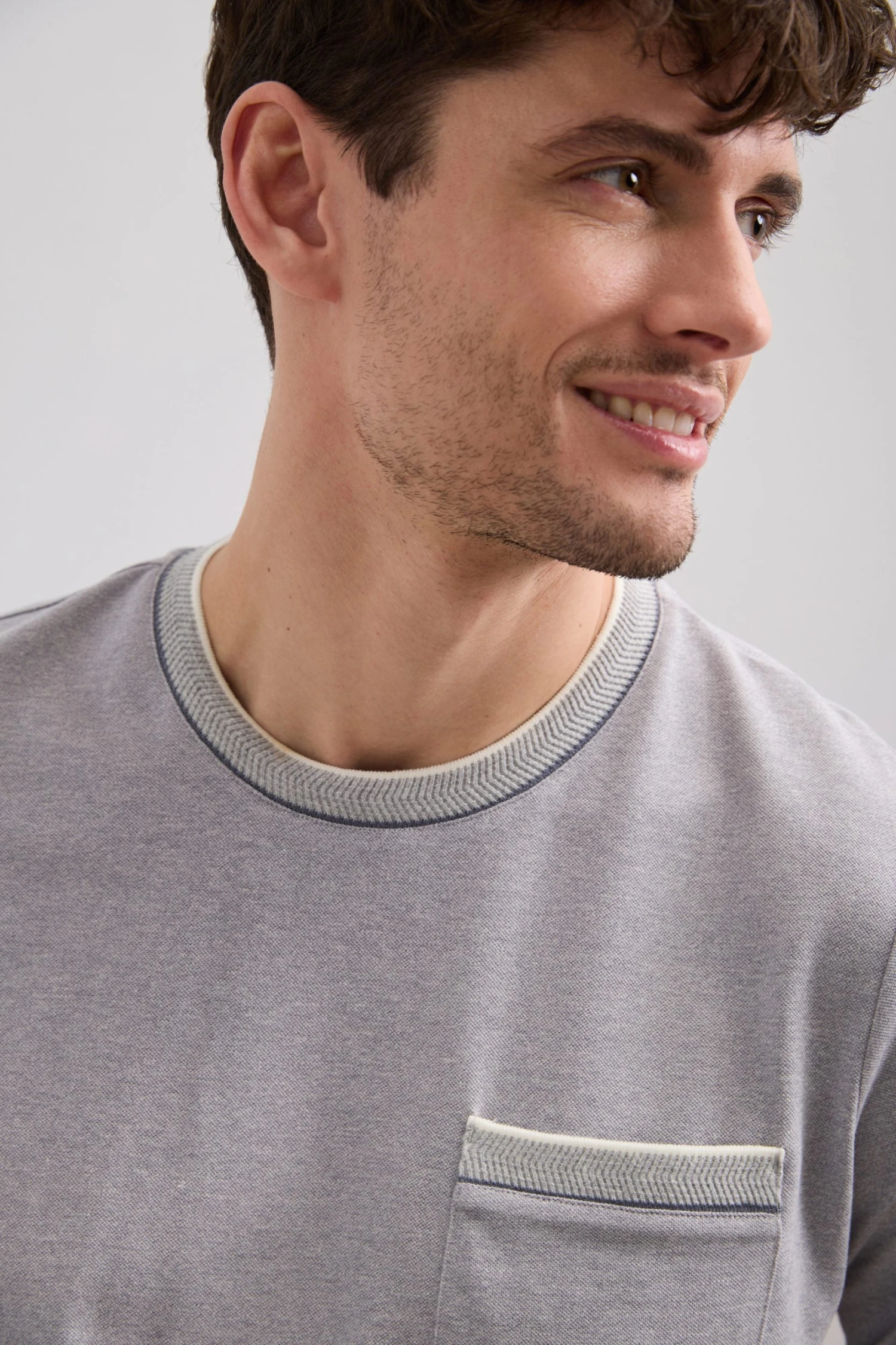 Piqué Knit T-shirt With Ribbed Details - Image 4