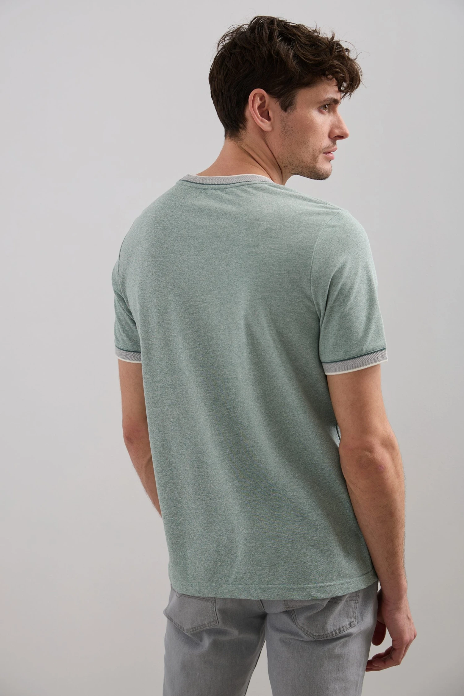 Piqué Knit T-shirt With Ribbed Details - Image 3