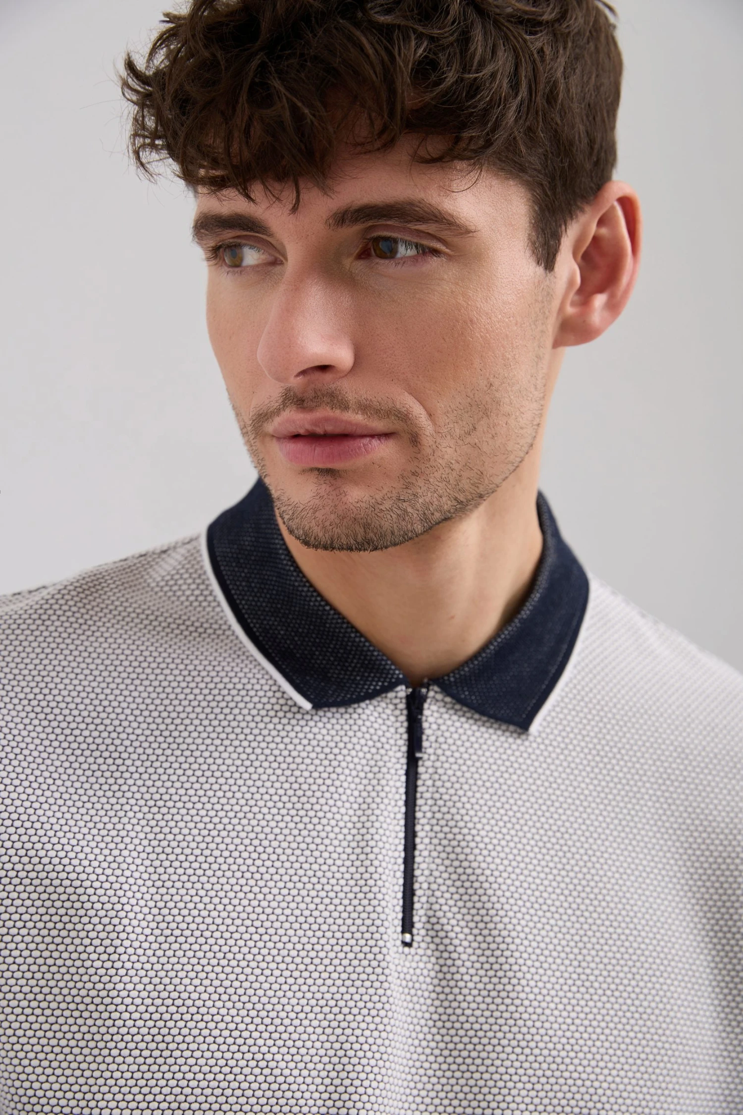 Jacquard Zipped Polo With Collar Detail - Image 2