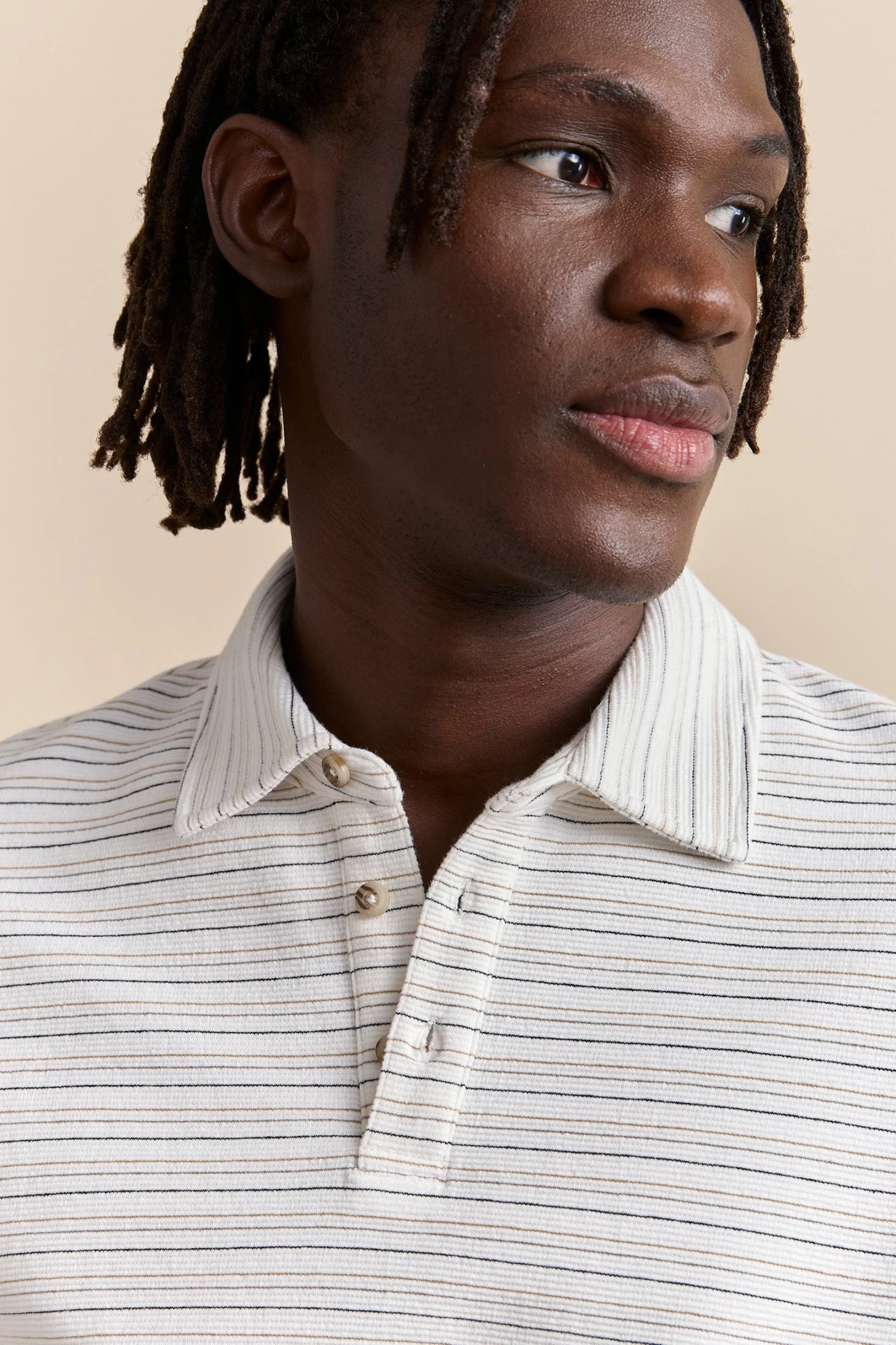Polo With Textured Stripes - Image 3