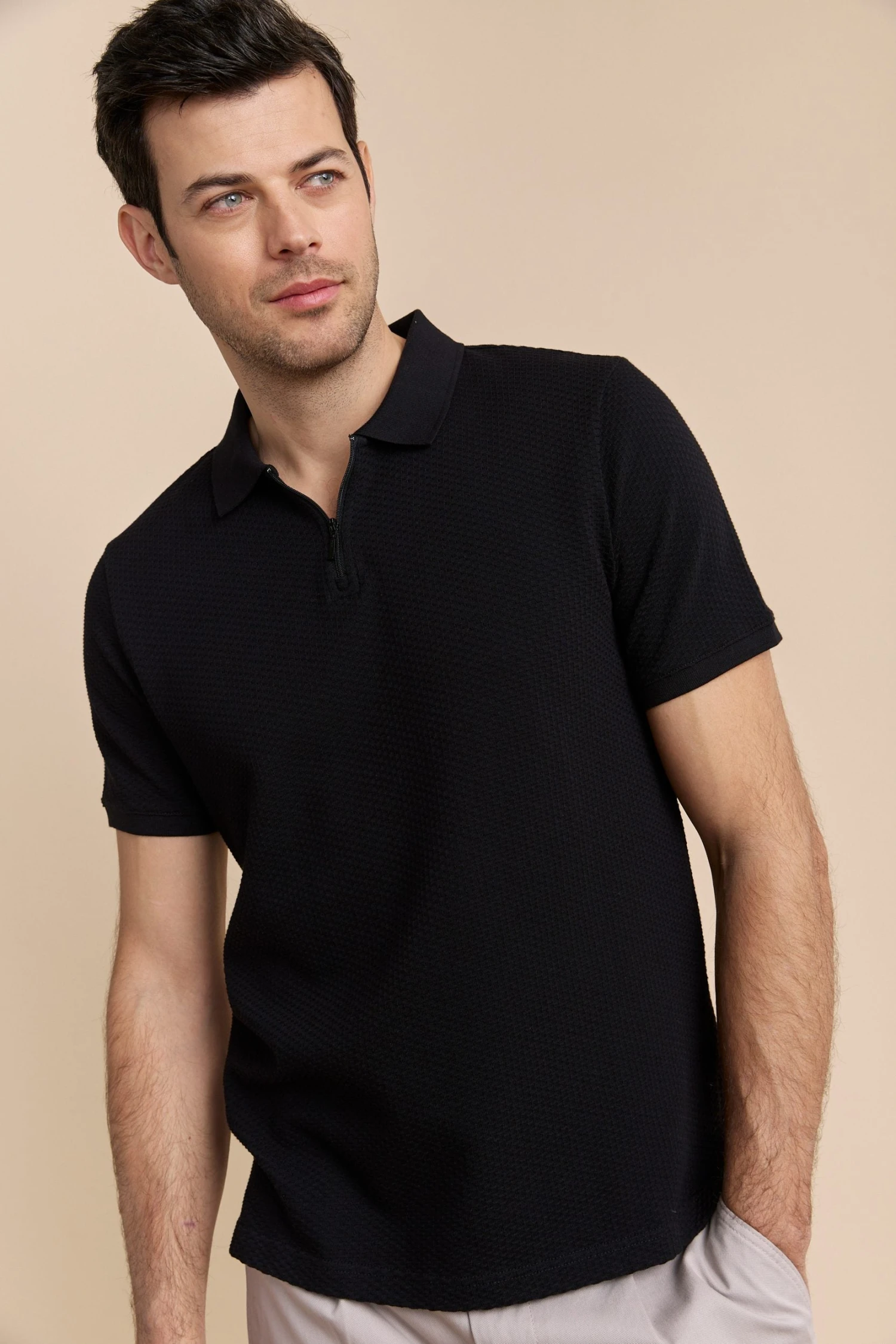 Johnny-collar Jacquard Polo - Image 3