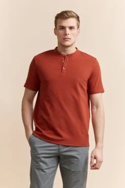 Textured Henley T-shirt