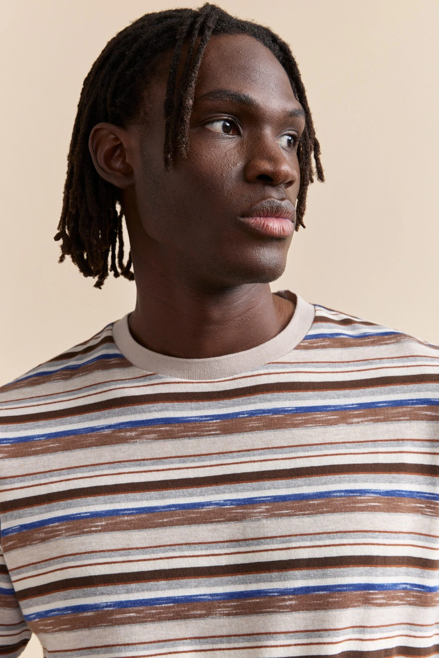 Rib Collar Striped T-shirt - Image 3