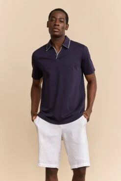 Mercerized Cotton Henley Polo