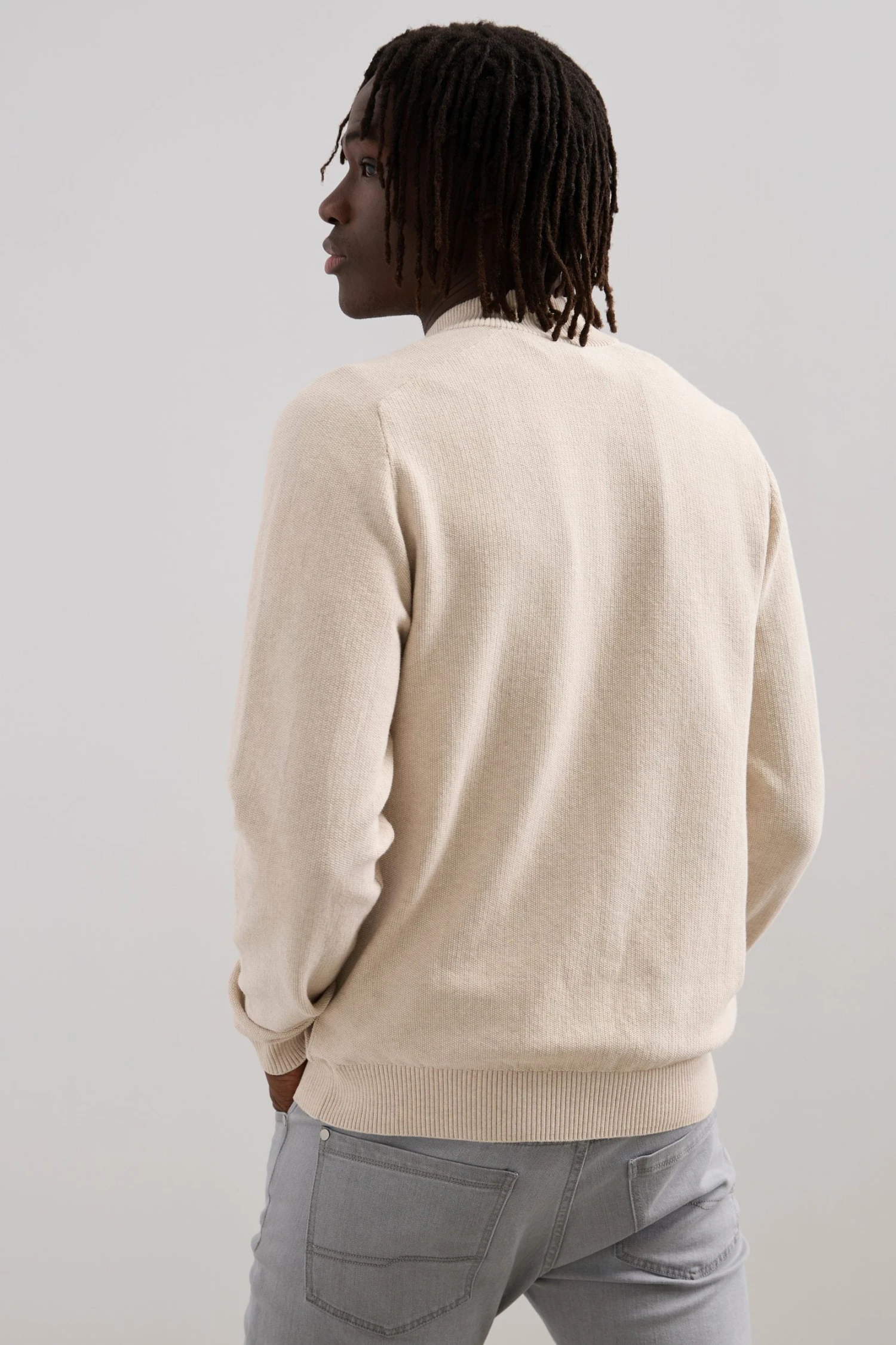 Textured Mock Neck Cardigan - Image 2