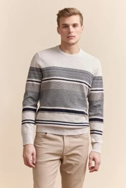 Multi Tone Textured Striped Sweater