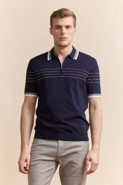 Contrasting Details Knitted Polo