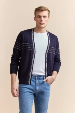 Contrasting Details Knitted Cardigan