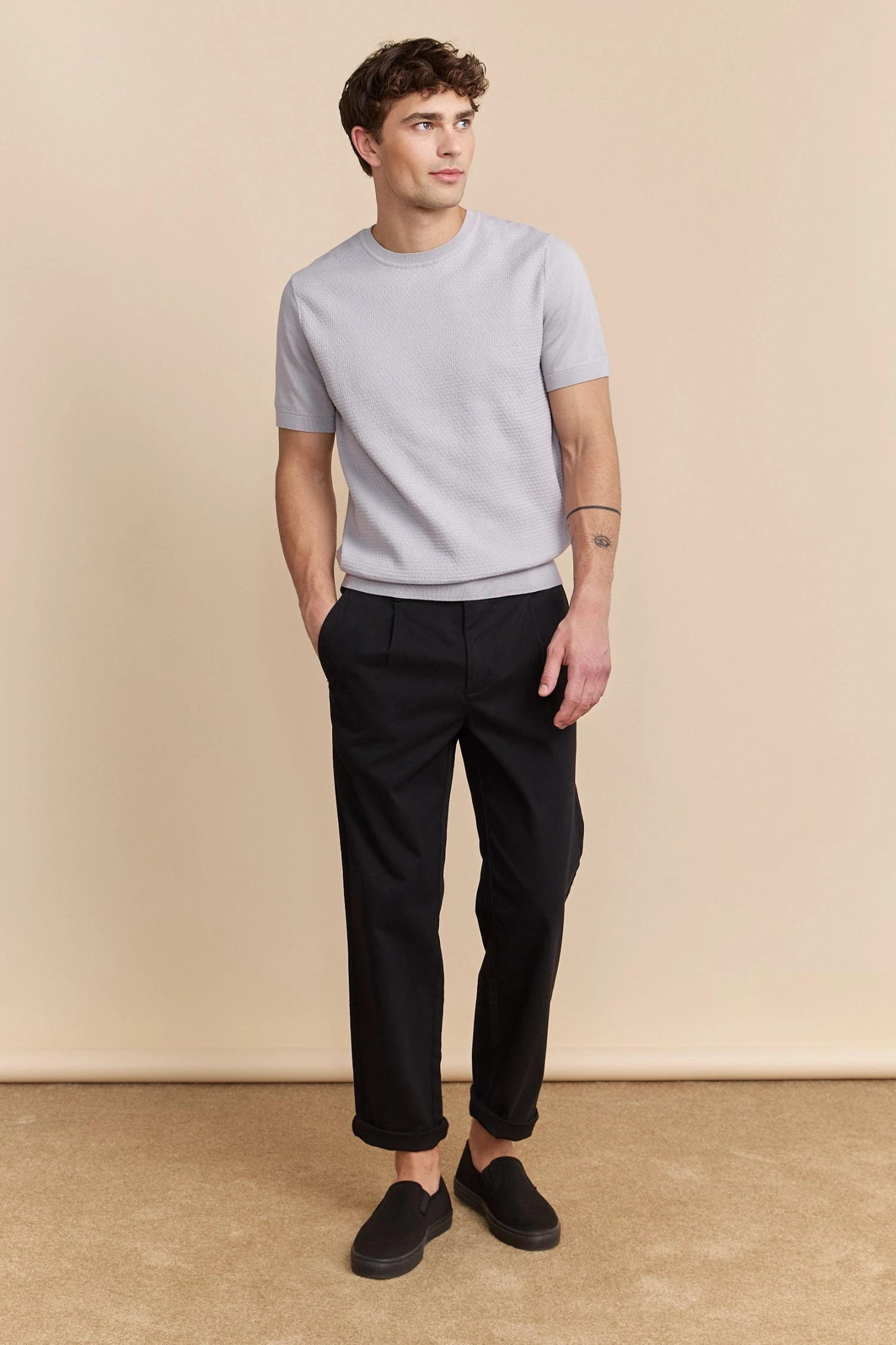 Two Tone Pointelle Knit Sweater - Image 5