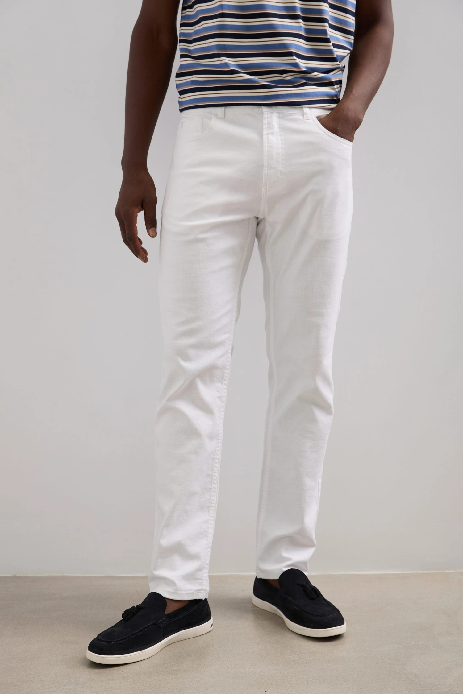 Textured Slim Fit Five Pocket Pants - Image 12