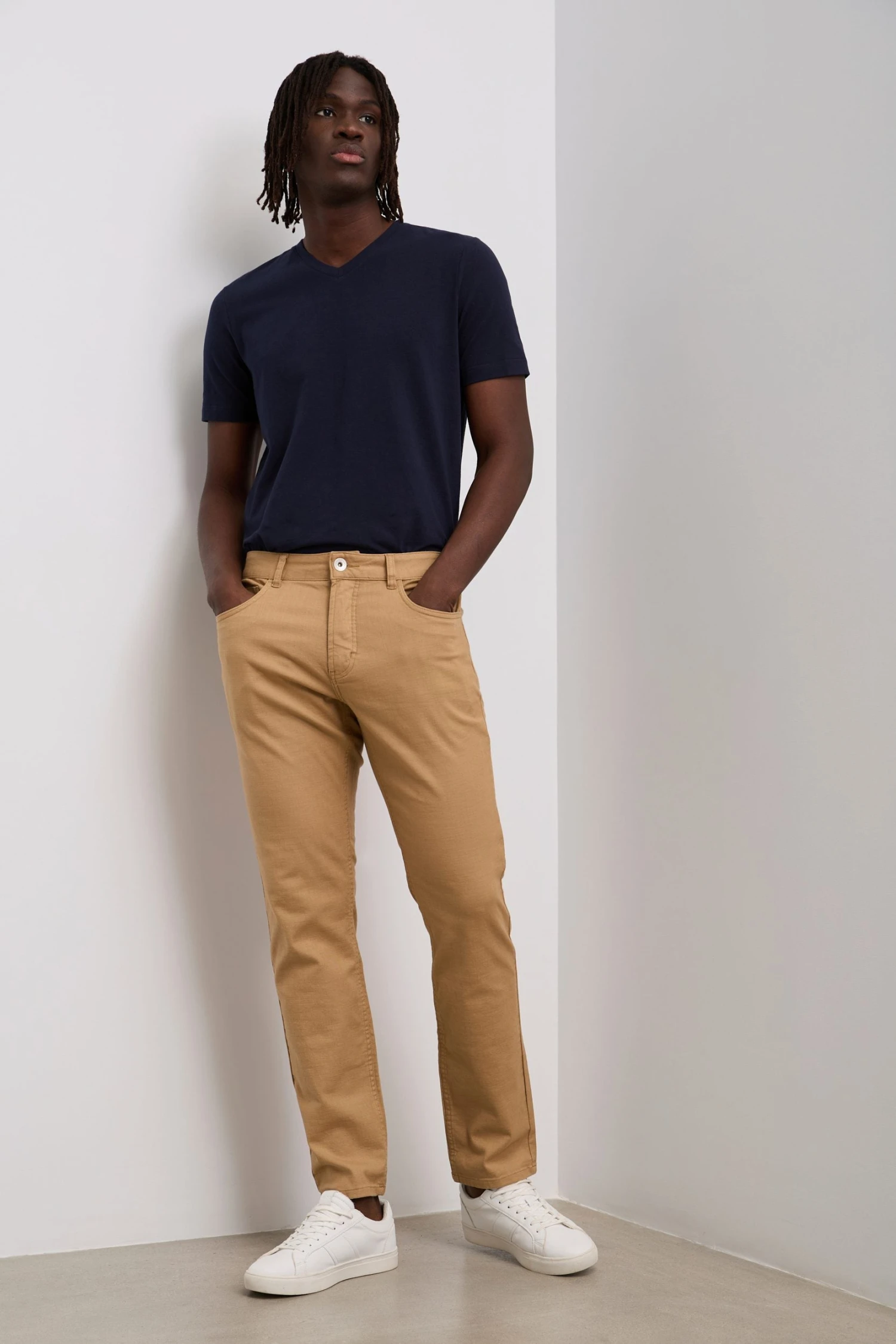 Textured Slim Fit Five Pocket Pants - Image 6