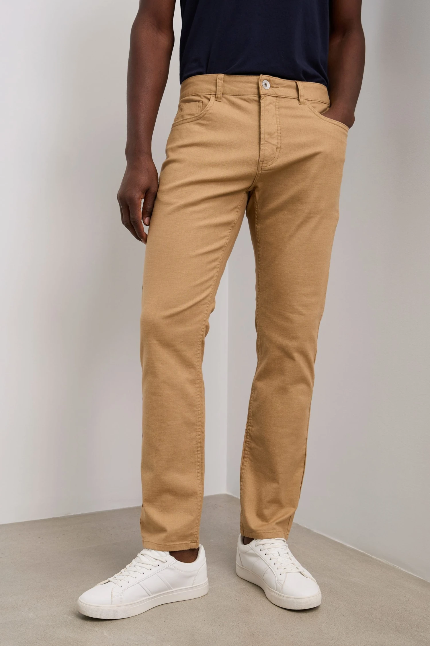 Textured Slim Fit Five Pocket Pants - Image 10