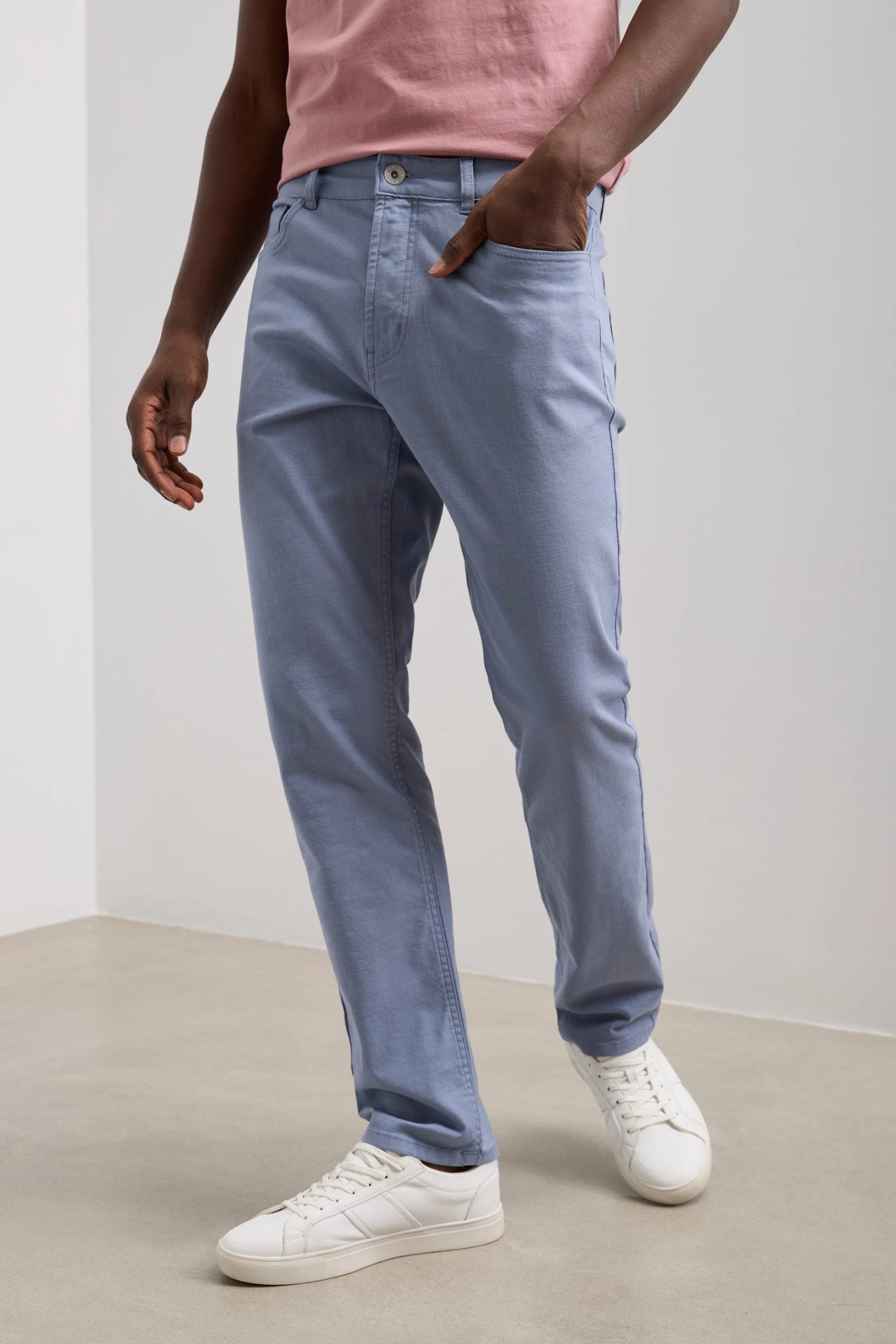 Textured Slim Fit Five Pocket Pants - Image 8