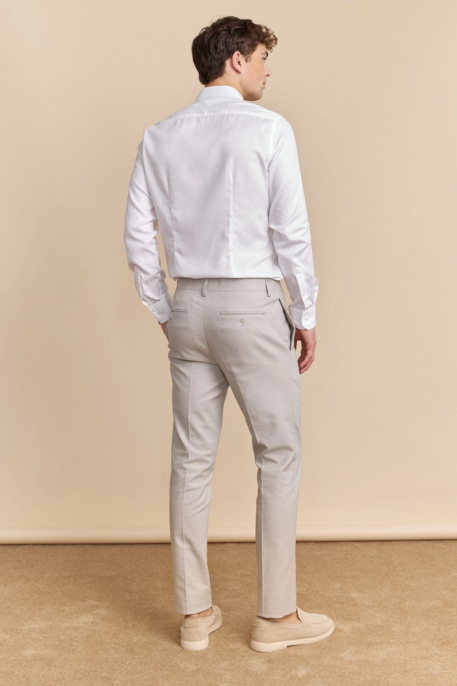 Solid Colour Slim Pants - Image 2