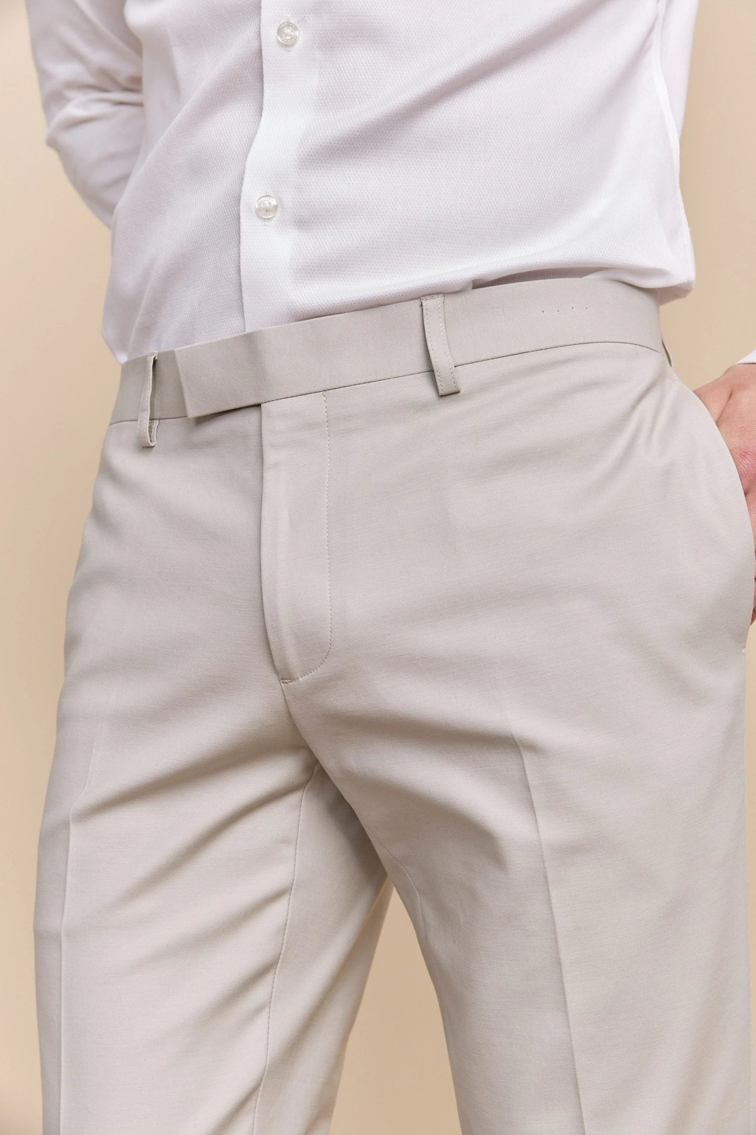 Solid Colour Slim Pants - Image 3