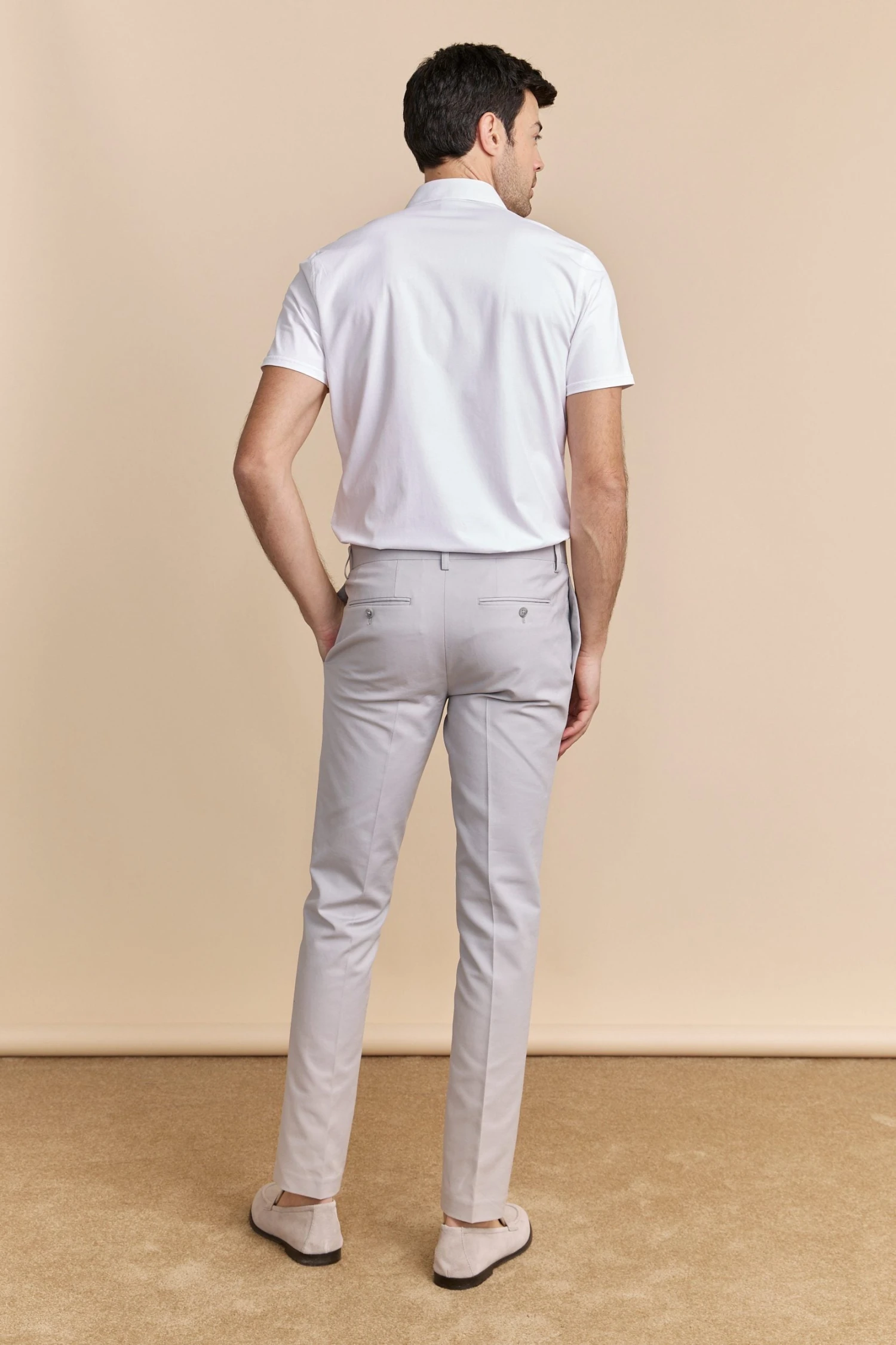 Solid Colour Slim Pants - Image 6