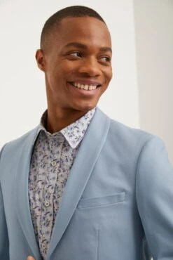 Solid Shawl Collar Fitted Blazer