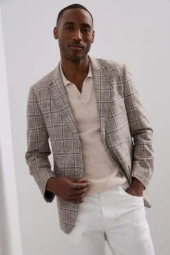 Fitted Linen Check Blazer