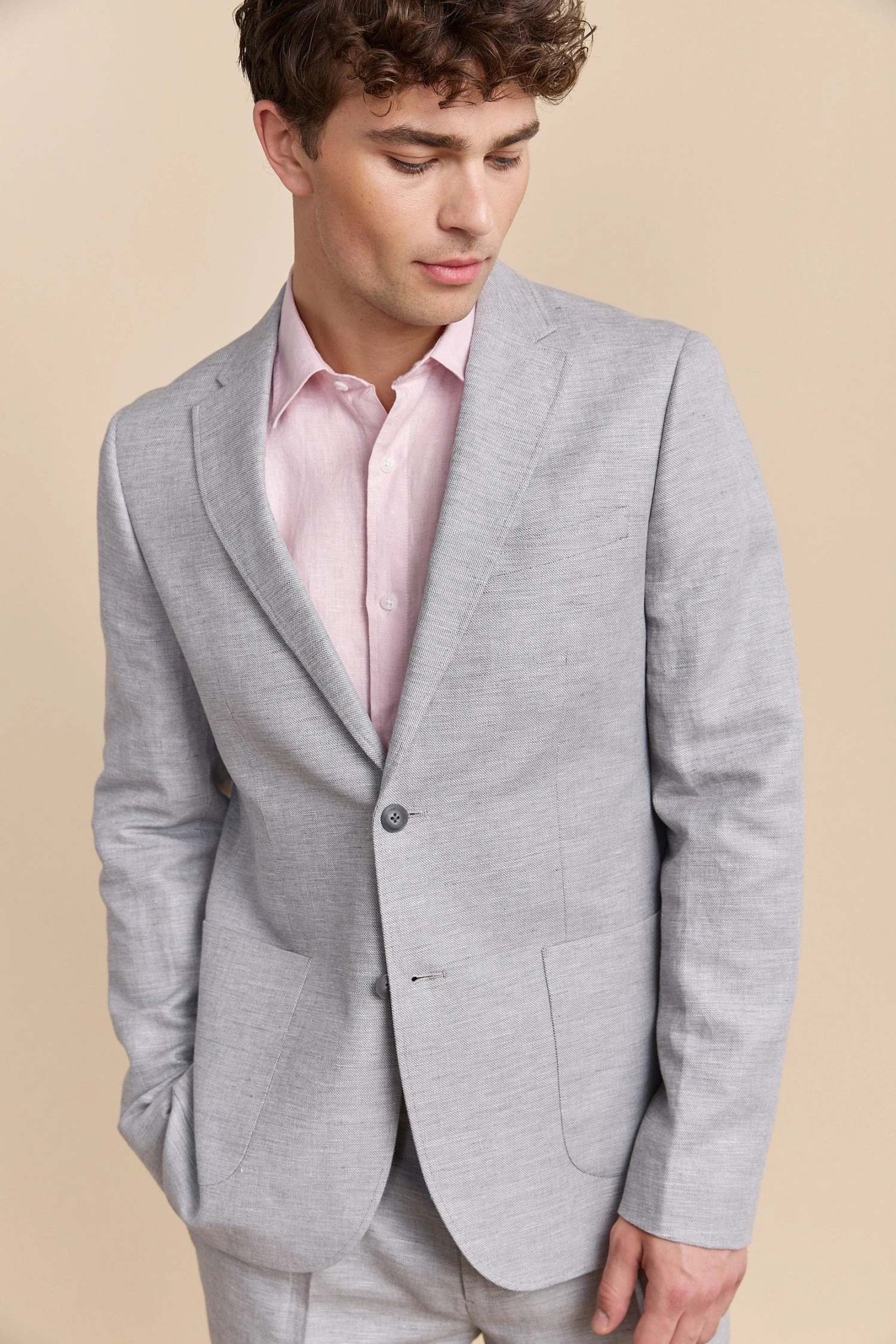 Fitted Patch Pocket Linen Jacket - Image 3