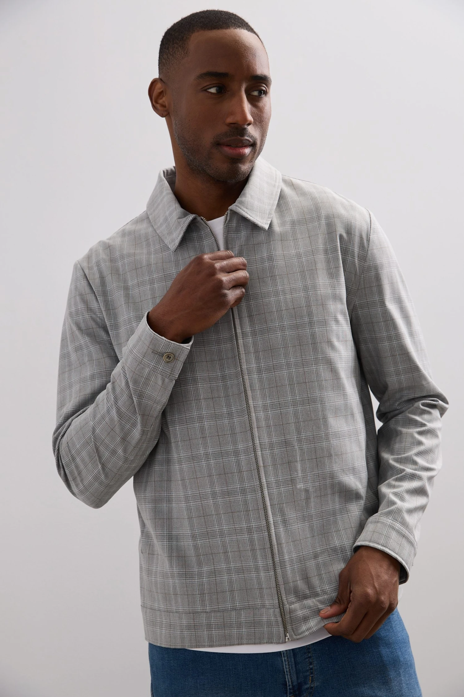 Plaid Jacket With Zip - Image 2