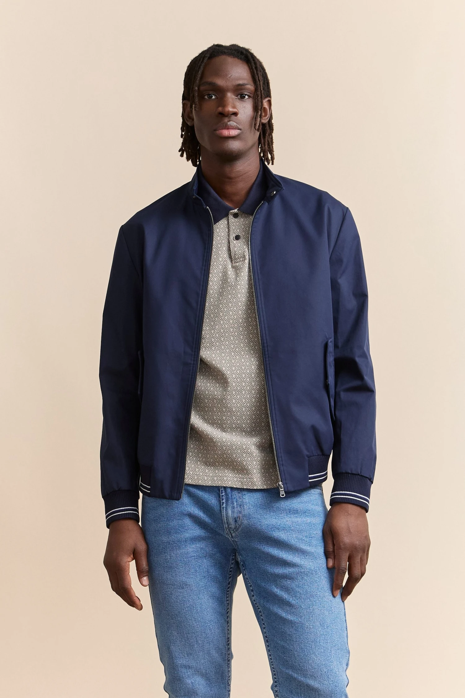 Rib Details Zip Jacket - Image 3