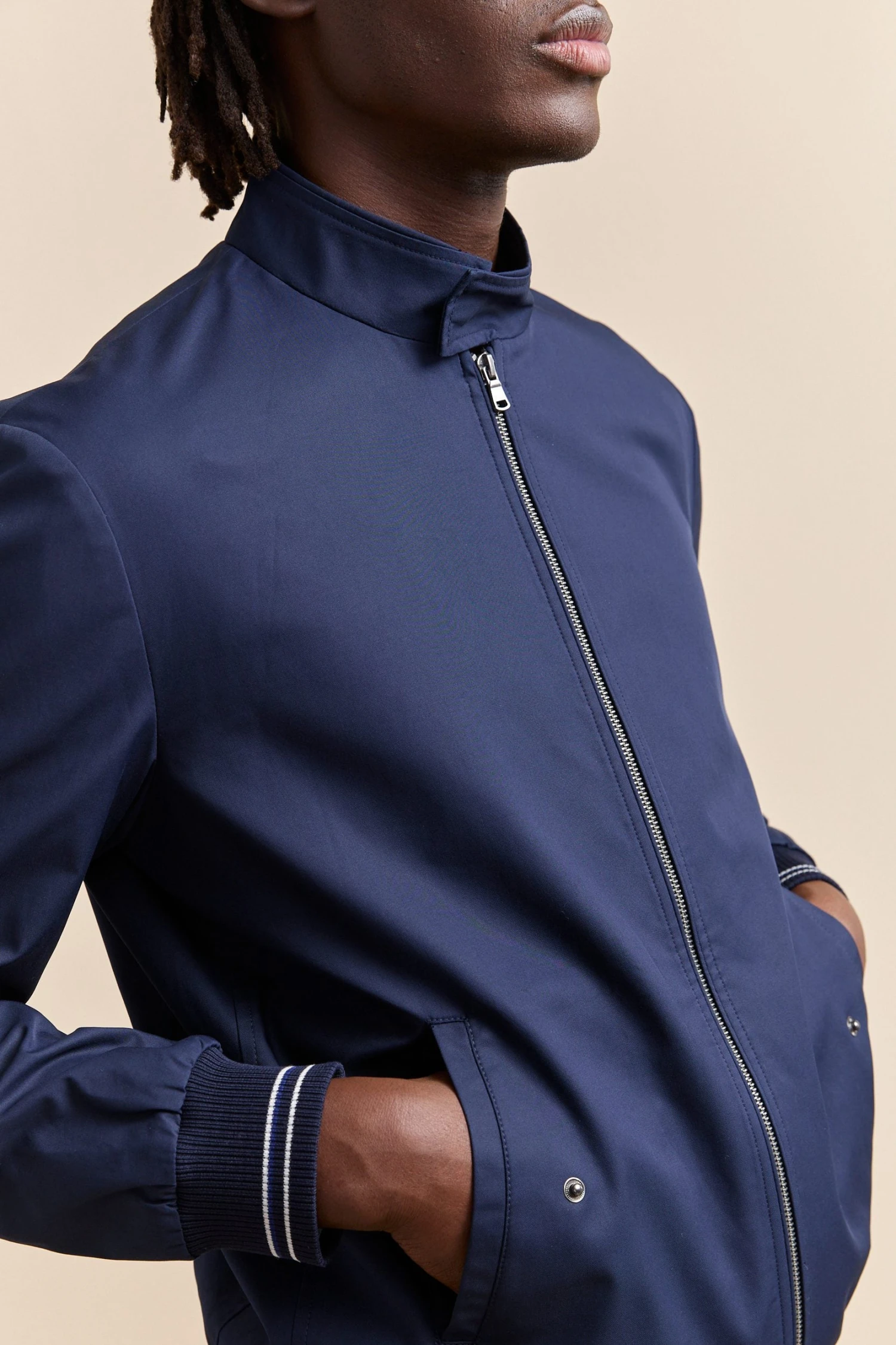 Rib Details Zip Jacket - Image 4